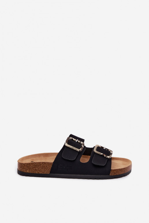 Damenhausschuhe mit Schnallen Lee Cooper LCIN-26-35-4450L schZuarze Farbe