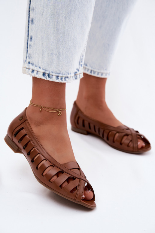 Haut Durchbrochene Ballerinas Es mussciejka P7540-29 braune Farbe