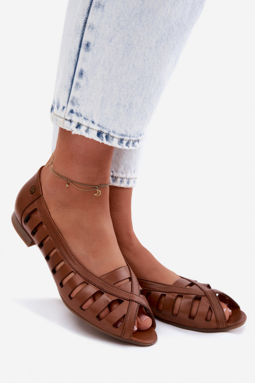 Haut Durchbrochene Ballerinas Es mussciejka P7540-29 braune Farbe