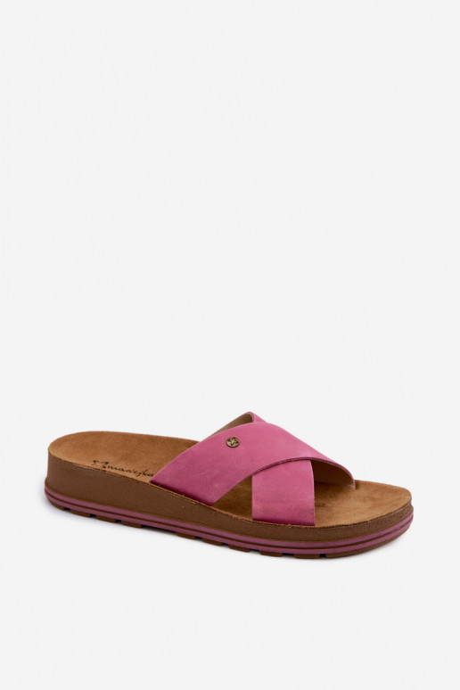 Faux-Suede Damenpantoletten Tai turiciejka P7504-15 rosa