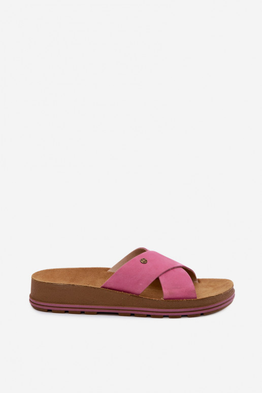Faux-Suede Damenpantoletten Tai turiciejka P7504-15 rosa
