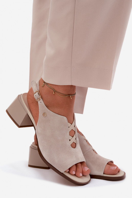 SandalenErmöglichtturalnego aus INildlederu mit Absätzen Es mussciejka K7521-22 elfenbeinfarbe