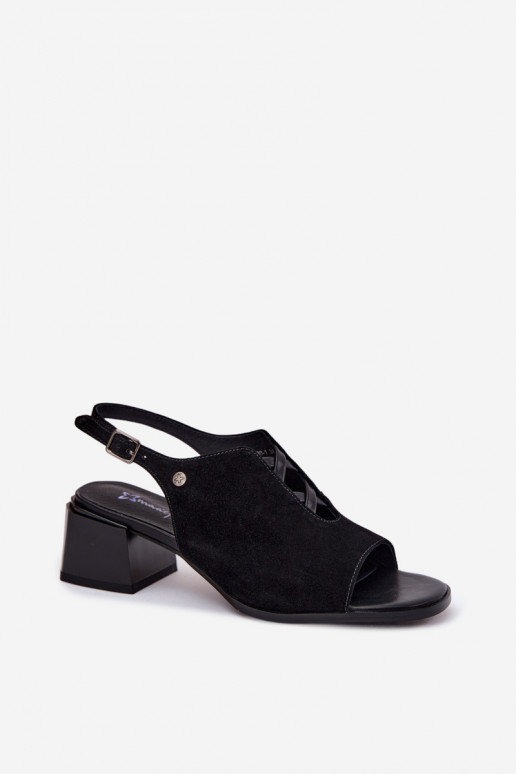 Sandalen mit Kunstveloursleder-Absätzen Tai turiciejka K7521-01 schwarz