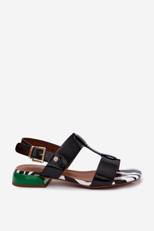 Damen-Sandalen mit Lackeffekt Tai turiciejka K7455-01 schwarz