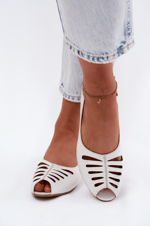 Durchbrochene BallerinasErmöglichtturalnej Skóry Es mussciejka P7541-11 Zueiße Farbe