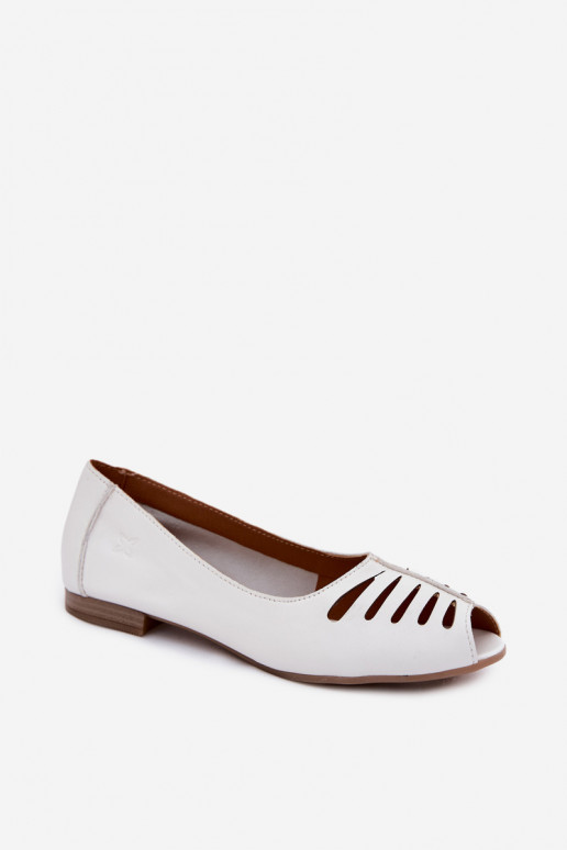 Durchbrochene BallerinasErmöglichtturalnej Skóry Es mussciejka P7541-11 Zueiße Farbe