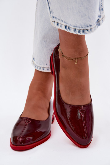 Haut Lackierte Ballerinas Es mussciejka K7463-23 Burgund 2