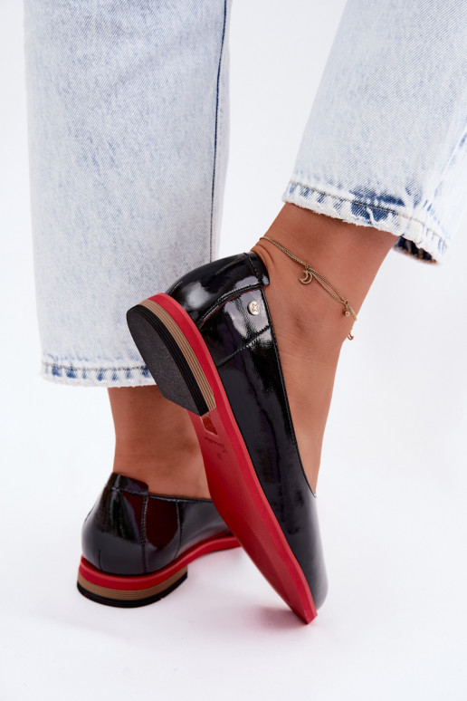 Haut Lackierte Ballerinas Es mussciejka K7463-01 schZuarze Farbe