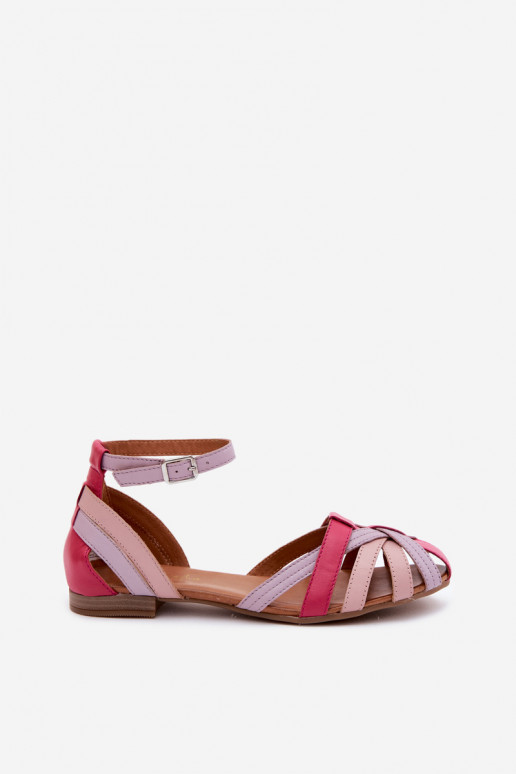 Damen-Sandalen mit breiten Absätzen und Riemen Tai turiciejka P7539-15 rosa-lila