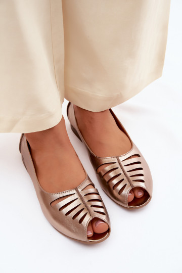 Durchbrochene BallerinasErmöglichtturalnej Skóry Es mussciejka P7541-32 goldene Farbe