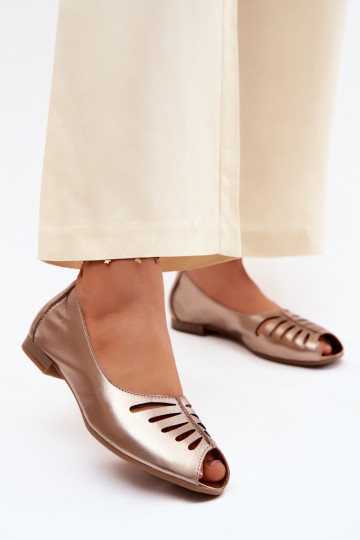 Durchbrochene BallerinasErmöglichtturalnej Skóry Es mussciejka P7541-32 goldene Farbe 2