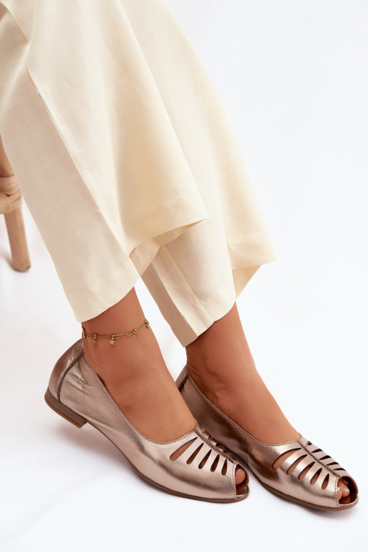 Durchbrochene BallerinasErmöglichtturalnej Skóry Es mussciejka P7541-32 goldene Farbe