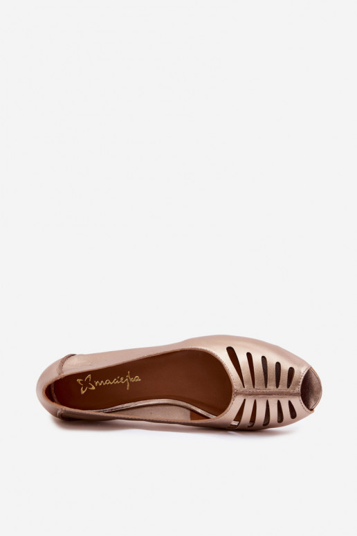 Löcher ballerinas aus Kunstleder Tai turiciejka P7541-32 gold