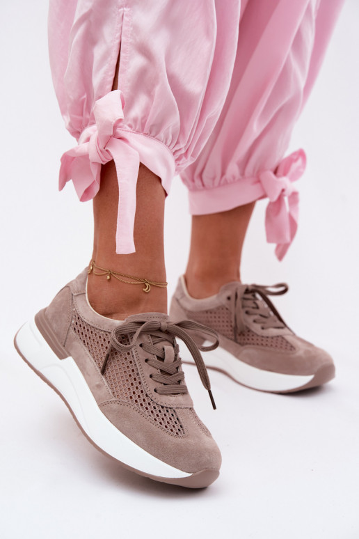 Sportschuhe aus Kunstwildleder auf Plattform in sandfarbener Norisa
