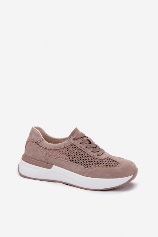 Haut aus INildleder Sneakers Stilvollllschuhe mit einer Plattform Beige Norisa