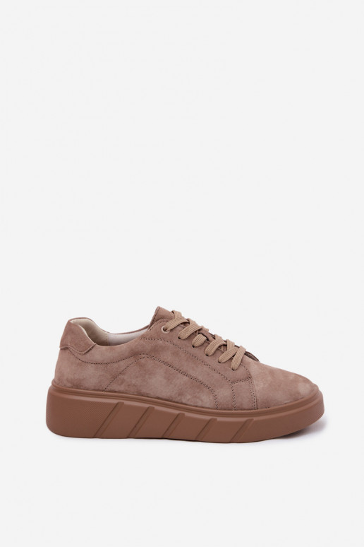 Haut aus INildleder Sneakers Stilvollllschuhe Feminin mit einer Plattform Beige Danida