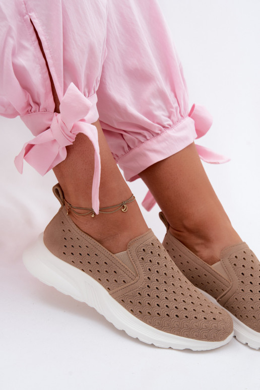Ein überzeugendes Stilvollll mit durchbrochenen Elementen Schuhe FemininImitacji aus INildlederu Beige Geressa