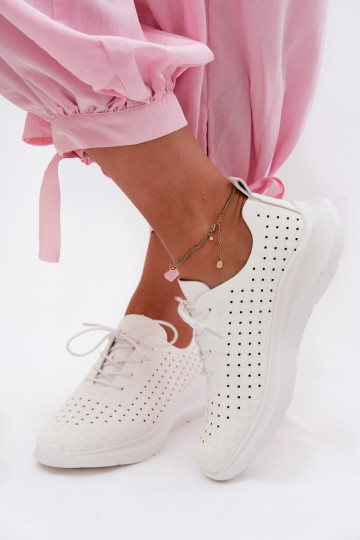 Damen sportliche Schnürschuhe in weißer Farbe Heressa 2