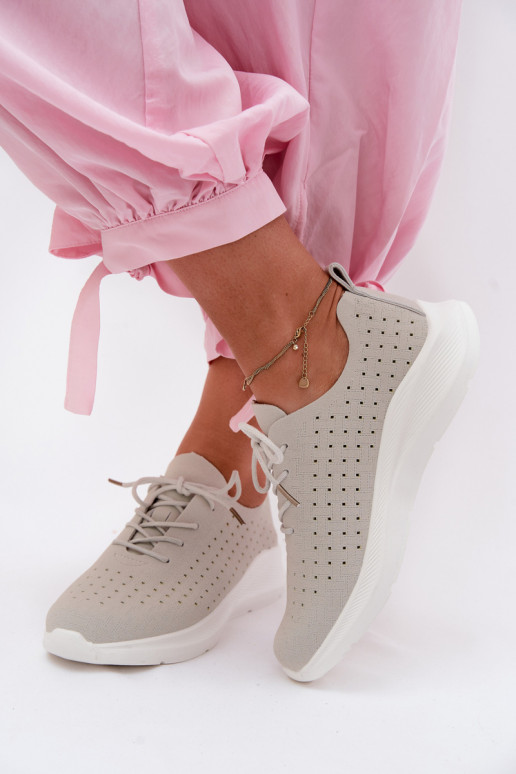 Damen sportliche Schnürschuhe in grauer Farbe Heressa