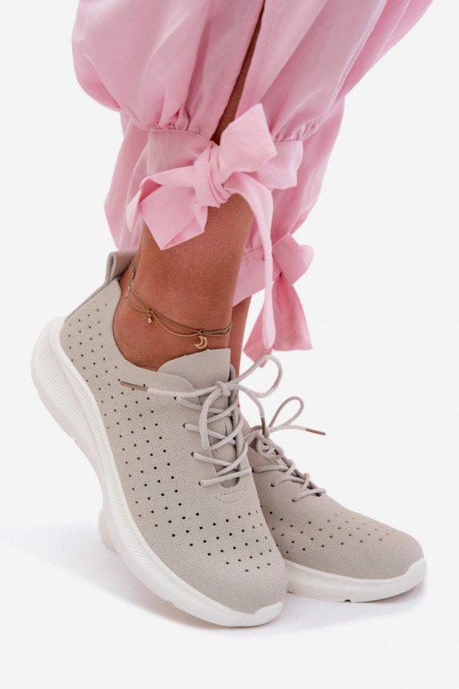 Damen sportliche Schnürschuhe in grauer Farbe Heressa