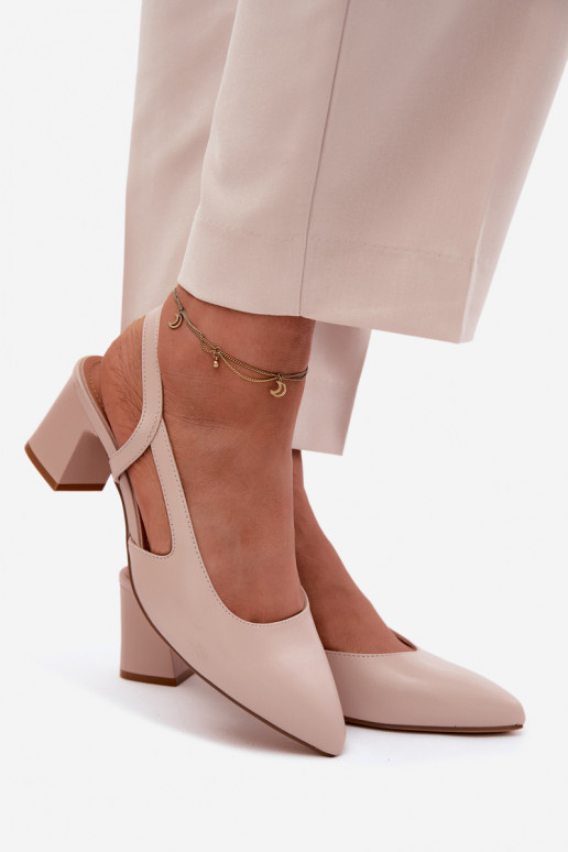 Damen Sandalen mit Absatz Sergio Leone SK472 in creme-rosa Farbe