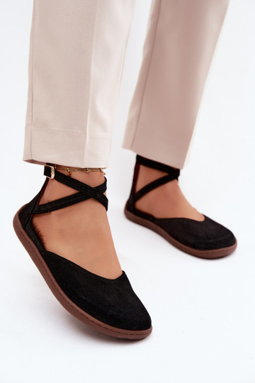 Ballerinas aus INildleder Feminin Barefoot mit Streifen Zazoo 320 schZuarze Farbe 2