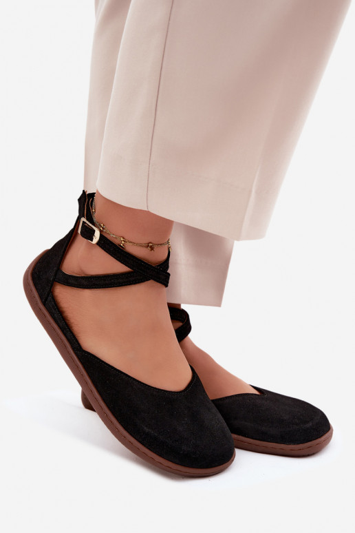 Ballerinas aus INildleder Feminin Barefoot mit Streifen Zazoo 320 schZuarze Farbe