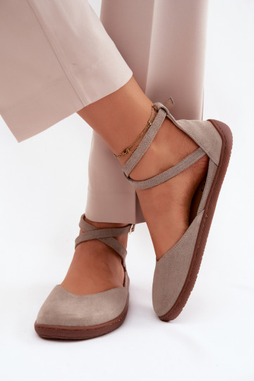 Ballerinas aus INildleder Feminin Barefoot mit Streifen Zazoo 320 Cappuccino-Farbe
