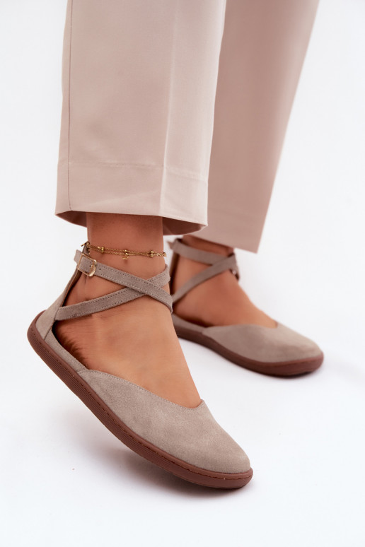 Ballerinas aus INildleder Feminin Barefoot mit Streifen Zazoo 320 Cappuccino-Farbe