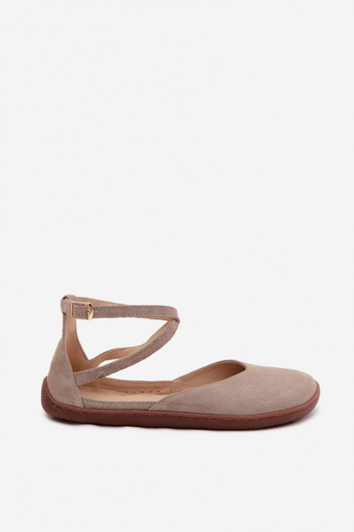 Ballerinas aus INildleder Feminin Barefoot mit Streifen Zazoo 320 Cappuccino-Farbe
