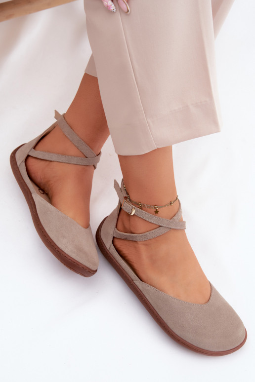 Ballerinas aus INildleder Feminin Barefoot mit Streifen Zazoo 320 Cappuccino-Farbe