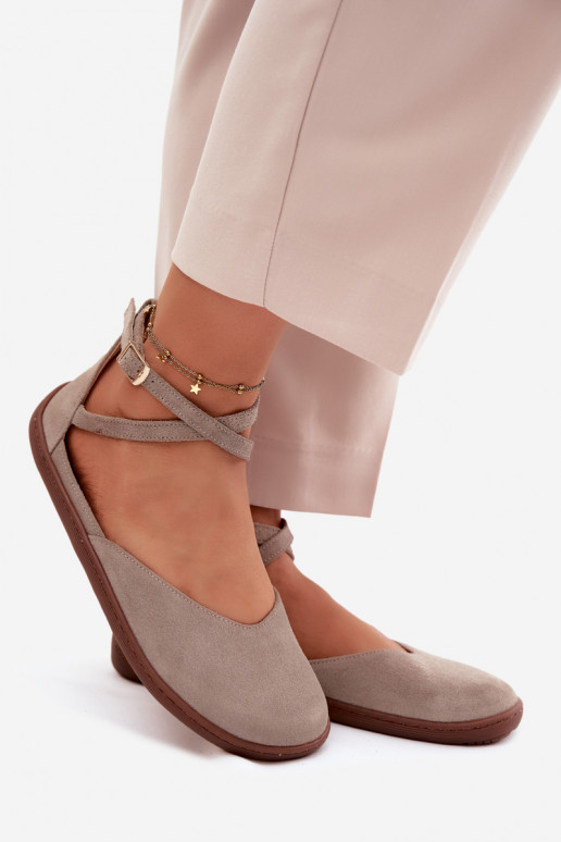 Ballerinas aus INildleder Feminin Barefoot mit Streifen Zazoo 320 Cappuccino-Farbe