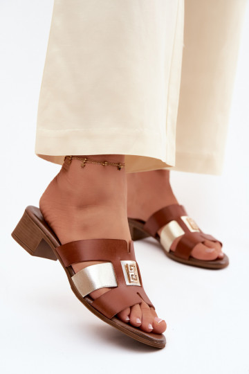 Lederhausschuhe Feminin mit Absätzen Zazoo 40517 braune Farbe 2
