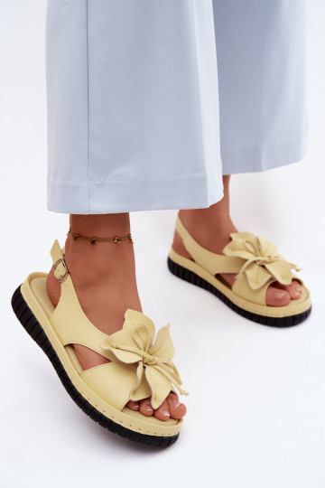 Damensandalen Feminin Mit Dekorationen mit Blumenem Vinceza 66917 gelbe Farbe 2