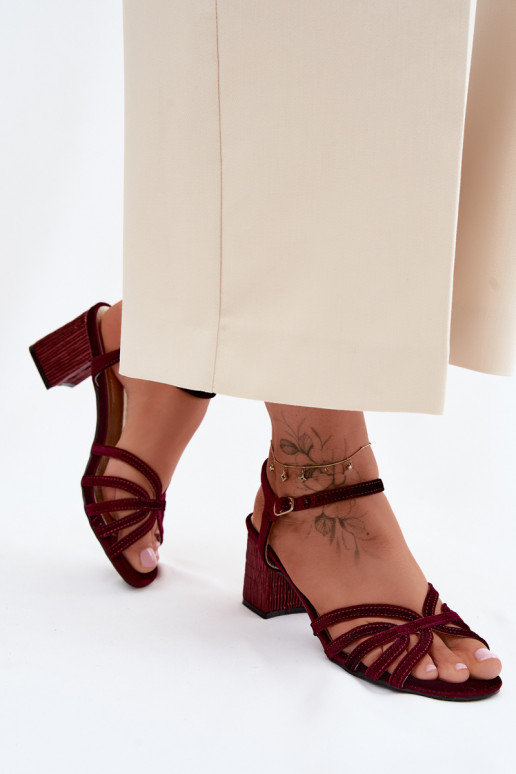 Samt-Sandalen mit hohen Absätzen D&A SR61-0102 bordeaux