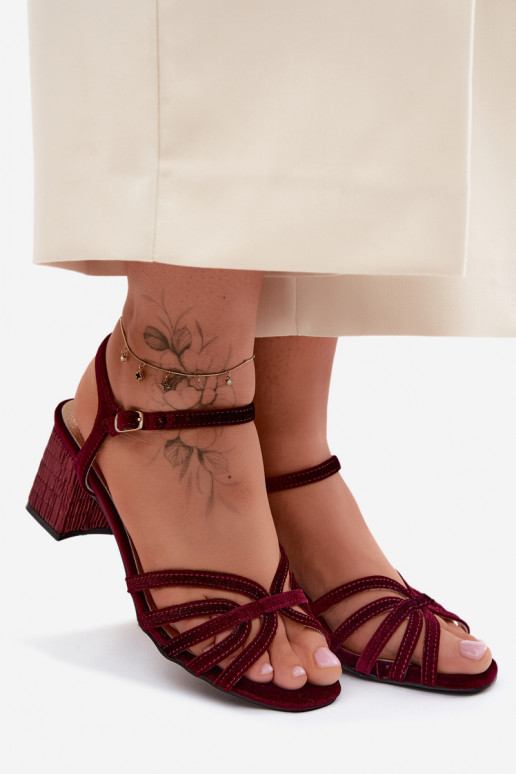 Samt-Sandalen mit hohen Absätzen D&A SR61-0102 bordeaux