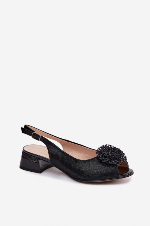 Damensandalen Feminin Klocke mit Ornamenten D&A CR61-3030 schZuarze Farbe