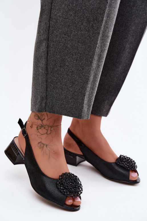 Damensandalen Feminin Klocke mit Ornamenten D&A CR61-3030 schZuarze Farbe