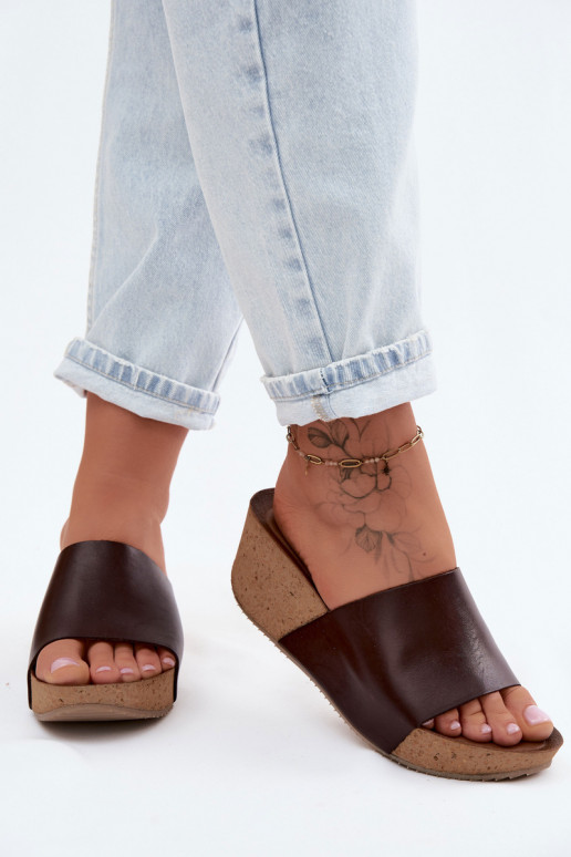 Zazoo 40291 schokoladenfarbene Lederslipper mit Korksohle