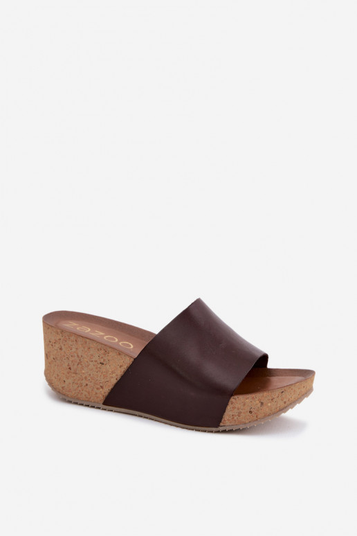 Zazoo 40291 schokoladenfarbene Lederslipper mit Korksohle