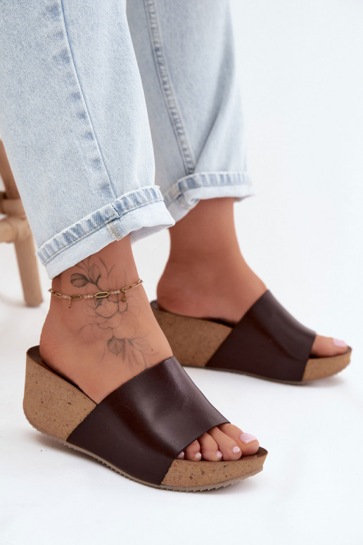 Zazoo 40291 Lederhausschuhe Feminin Ermöglicht KorkoZuym Koturnie CzekoladoZue