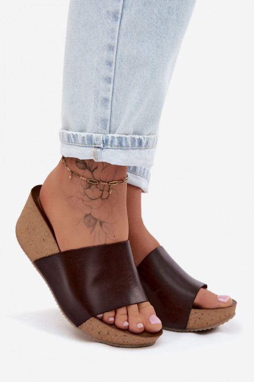 Zazoo 40291 schokoladenfarbene Lederslipper mit Korksohle