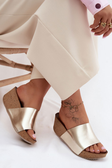 Zazoo 40291 goldene Lederslipper mit Korksohle