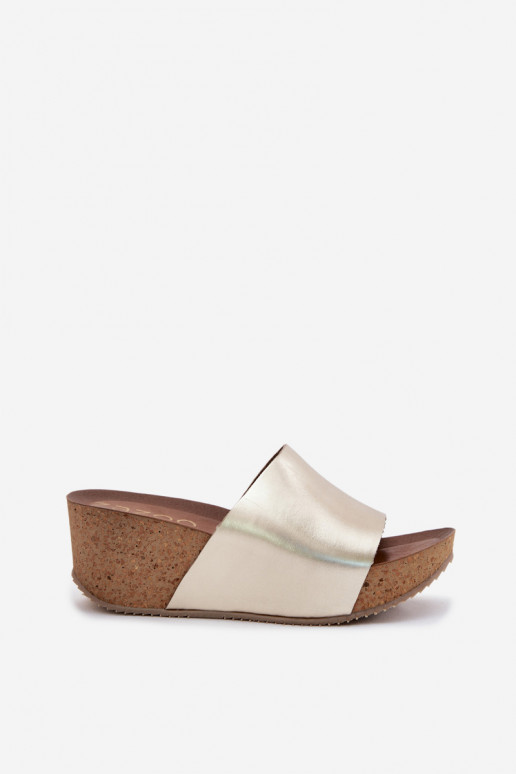 Zazoo 40291 goldene Lederslipper mit Korksohle