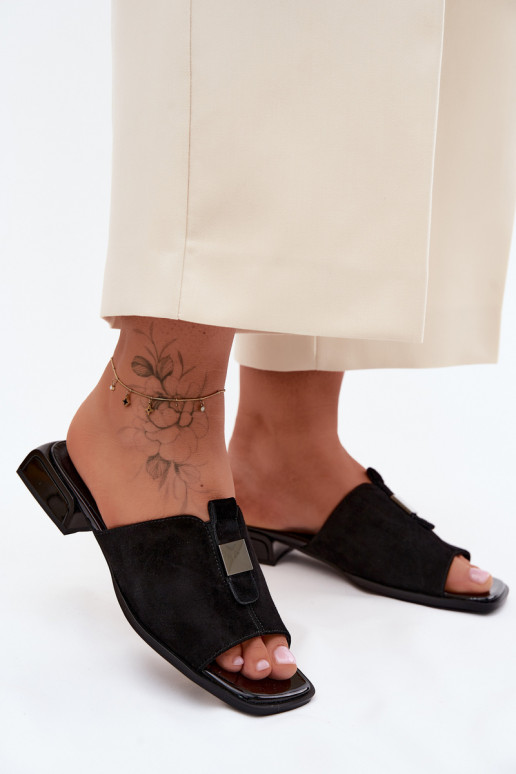 Elegante schwarze Damenschuhe aus natürlichem Wildleder D&A