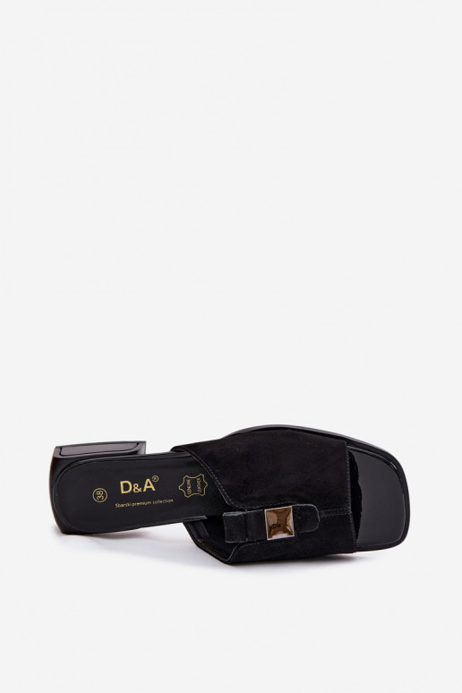 Elegante schwarze Damenschuhe aus natürlichem Wildleder D&A