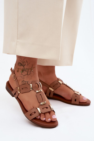 Braune flache Sandalen für Damen S.Barski 2