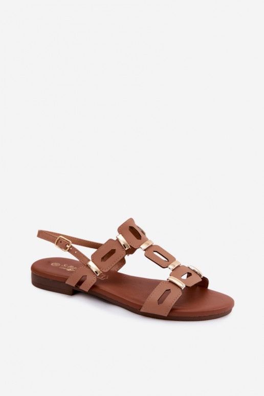 Braune flache Sandalen für Damen S.Barski