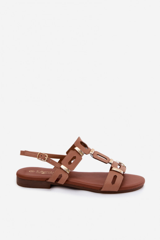 Flache Sandalen für Damen S.Barski PL61-0903 braune Farbe