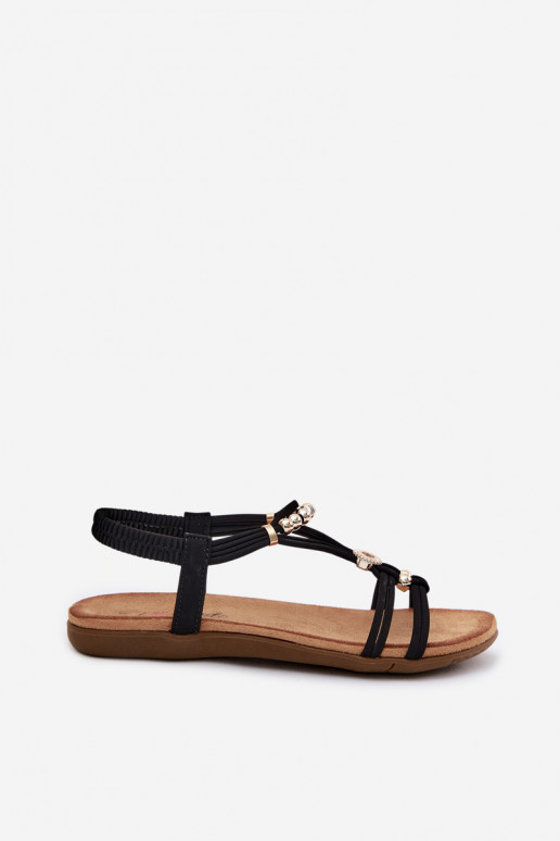 Schwarze flache Sandalen für Damen mit Riemen Zelda